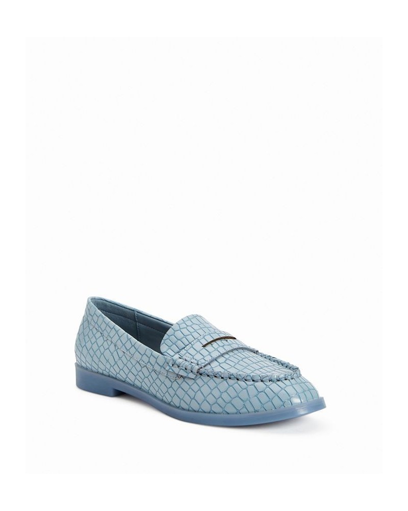 Women's The Geli Round Toe Loafer Flats Blue $47.52 Shoes