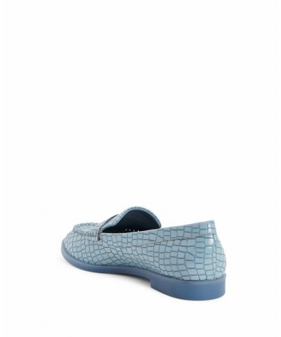 Women's The Geli Round Toe Loafer Flats Blue $47.52 Shoes