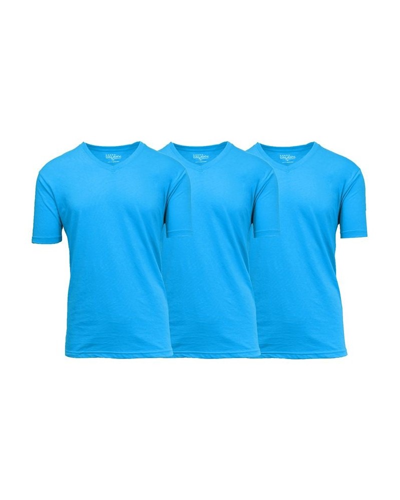 Men's Short Sleeve V-Neck T-shirt, Pack of 3 Aqua X 3 Blue $23.20 T-Shirts