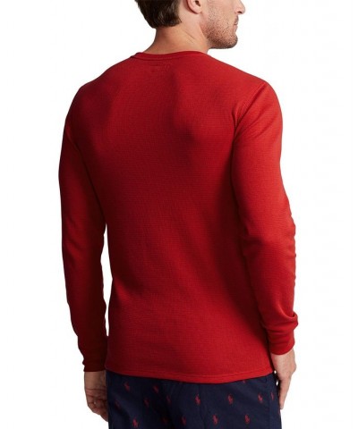 Men's Waffle-Knit Pajama Shirt w/ Ralph Lauren's Heraldic Crest Red $17.47 Pajama