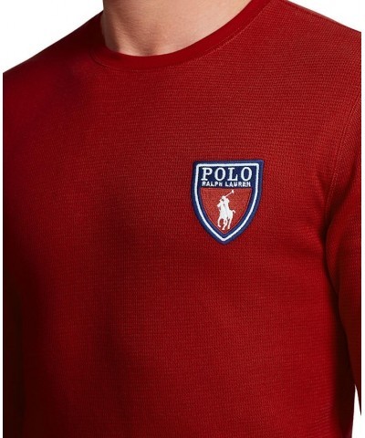 Men's Waffle-Knit Pajama Shirt w/ Ralph Lauren's Heraldic Crest Red $17.47 Pajama