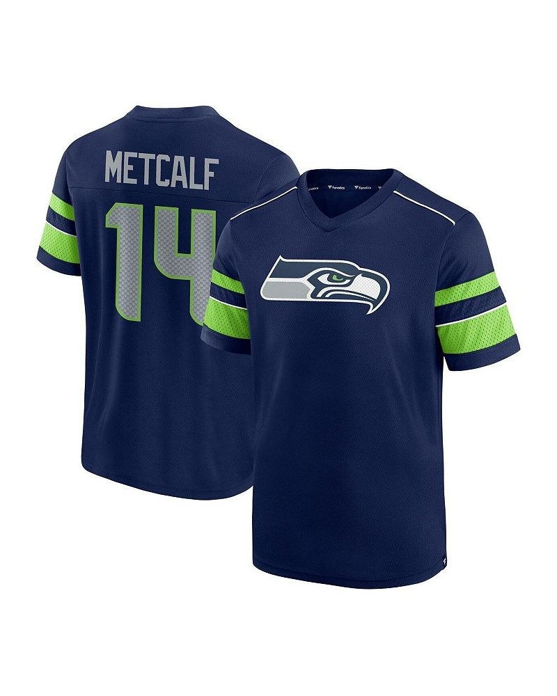 Men's Branded DK Metcalf College Navy Seattle Seahawks Hashmark Name Number V-Neck T-shirt $19.74 T-Shirts