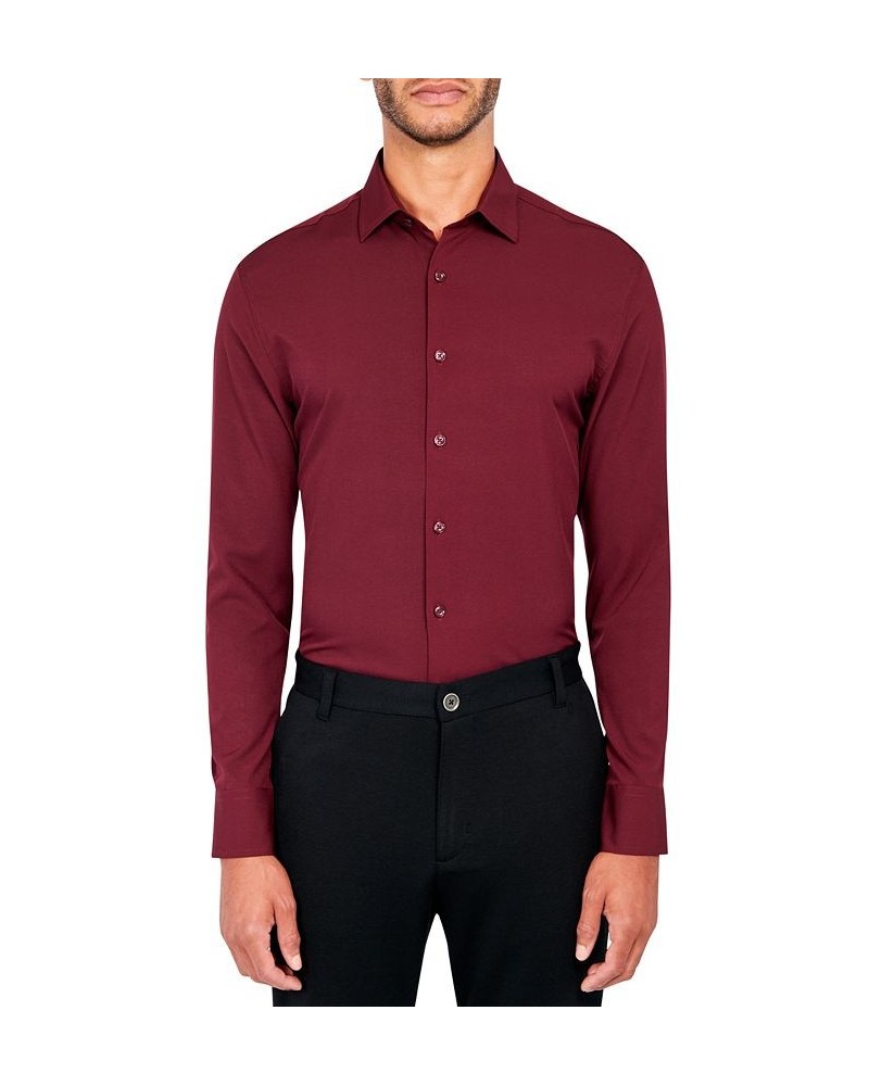 Ceremony Men's Slim-Fit Solid Performance Stretch Cooling Comfort Dress Shirt Wine $22.82 Dress Shirts