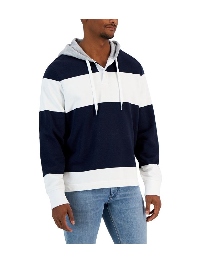 Men's Rugby Stripe Hooded Pullover Chambray $57.62 Sweatshirt