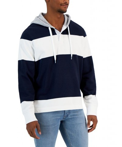 Men's Rugby Stripe Hooded Pullover Chambray $57.62 Sweatshirt