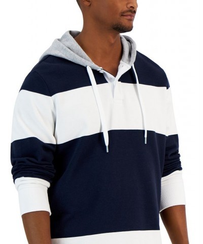 Men's Rugby Stripe Hooded Pullover Chambray $57.62 Sweatshirt