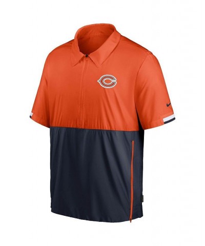 Men's Orange and Navy Chicago Bears Sideline Coaches Half-Zip Short Sleeve Jacket $36.00 Jackets