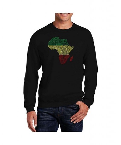 Men's Word Art Countries In Africa Crewneck Sweatshirt Black $25.00 Sweatshirt