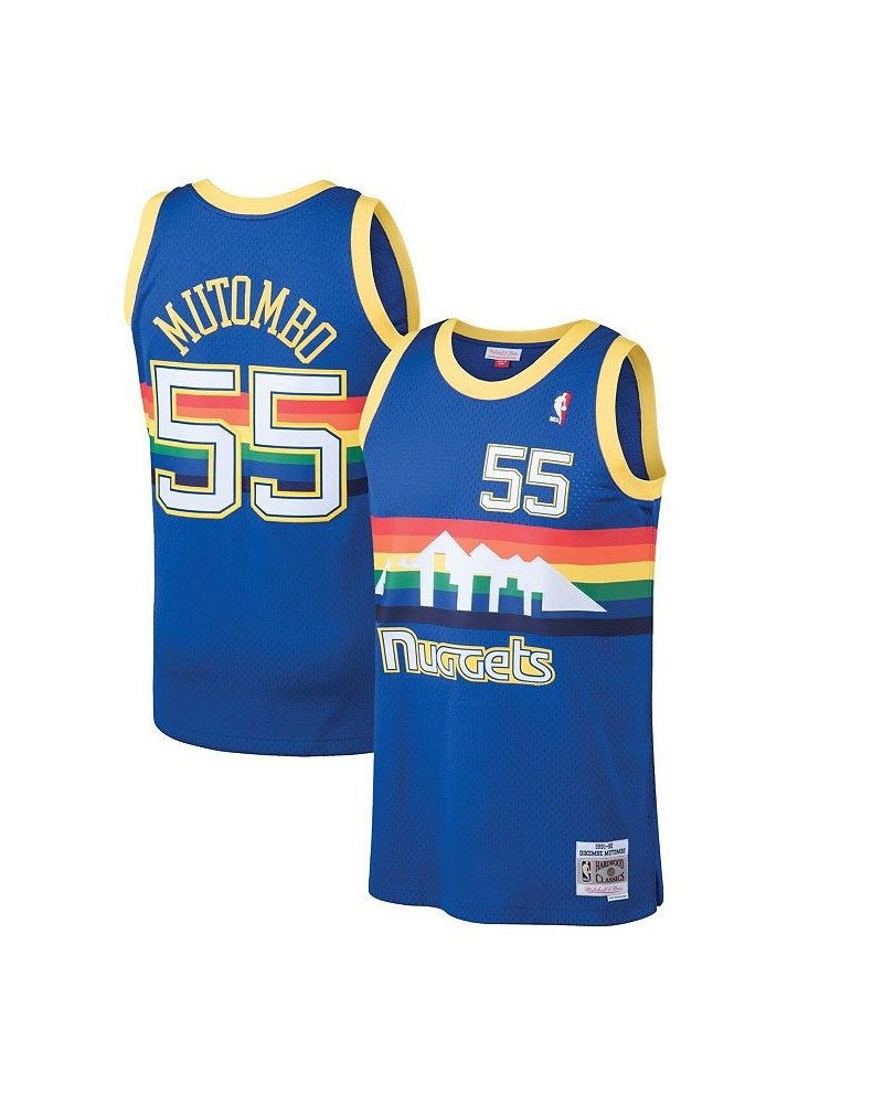 Men's Dikembe Mutombo Blue Denver Nuggets 1991-92 Hardwood Classics Swingman Jersey $43.50 Jersey