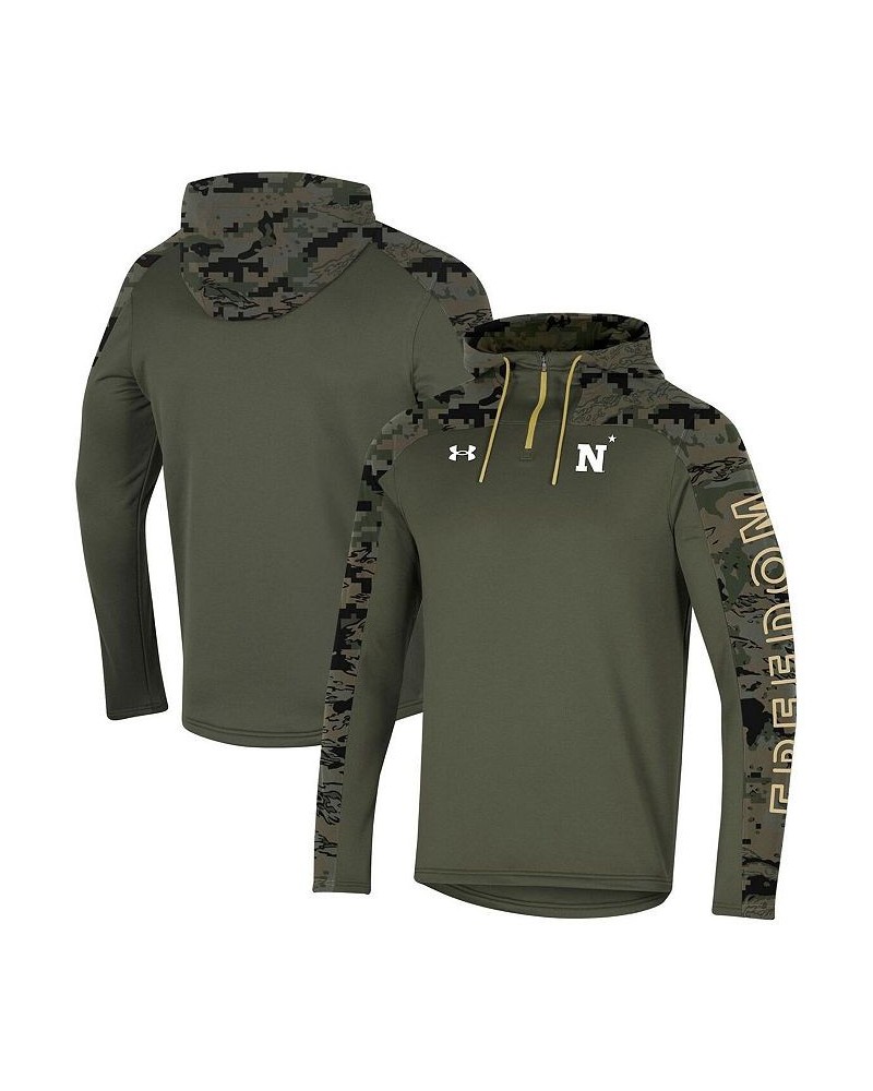 Men's Olive Navy Midshipmen Freedom Quarter-Zip Pullover Hoodie $42.32 Sweatshirt