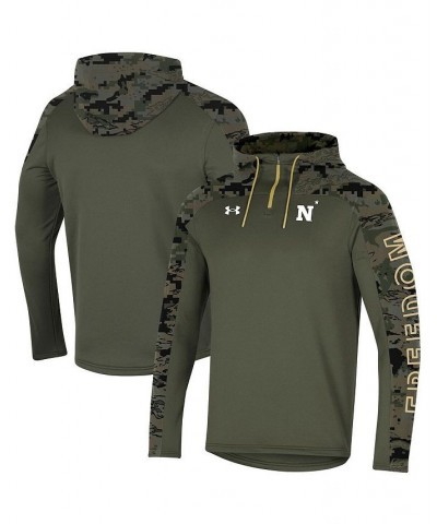 Men's Olive Navy Midshipmen Freedom Quarter-Zip Pullover Hoodie $42.32 Sweatshirt