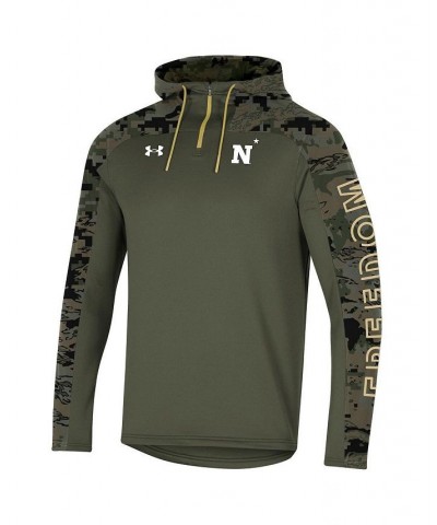 Men's Olive Navy Midshipmen Freedom Quarter-Zip Pullover Hoodie $42.32 Sweatshirt