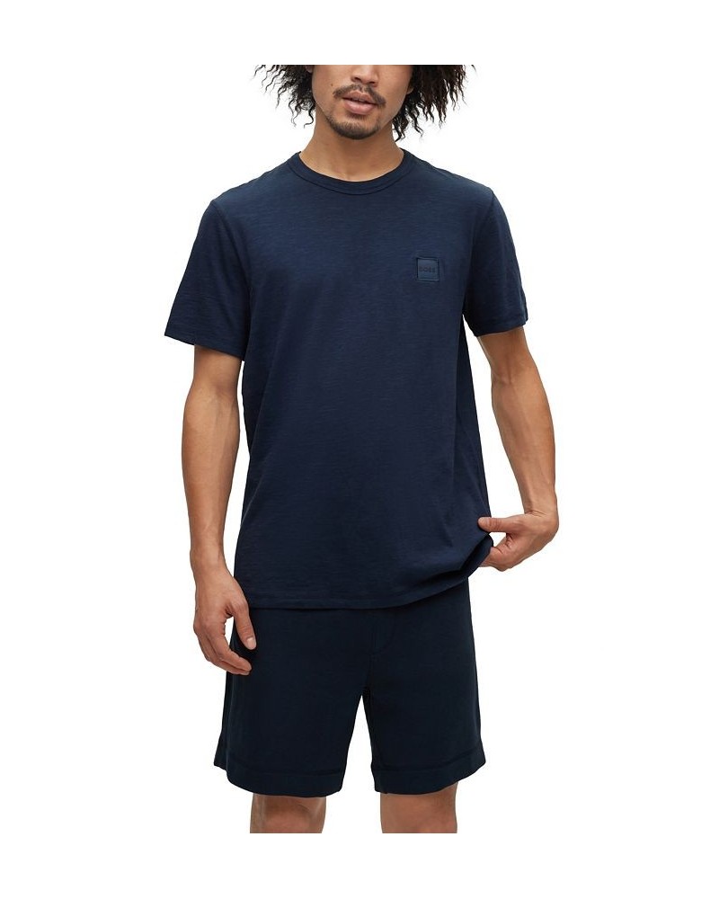 BOSS Men's Logo Patch Cotton-Jersey Regular-Fit T-shirt Blue $33.64 T-Shirts