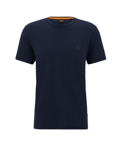 BOSS Men's Logo Patch Cotton-Jersey Regular-Fit T-shirt Blue $33.64 T-Shirts