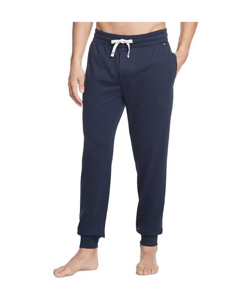 Men's Modern Essentials Tapered-Fit Embroidered Logo French Terry Joggers Blue $25.63 Pajama