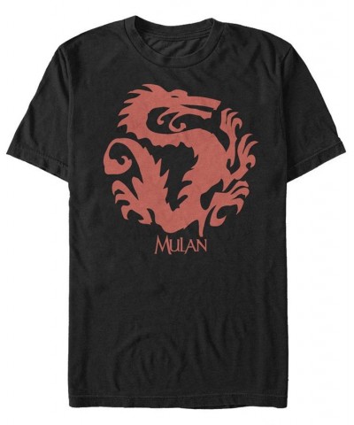 Disney Men's Mulan Mushu Outline Logo Short Sleeve T-Shirt Black $18.19 T-Shirts