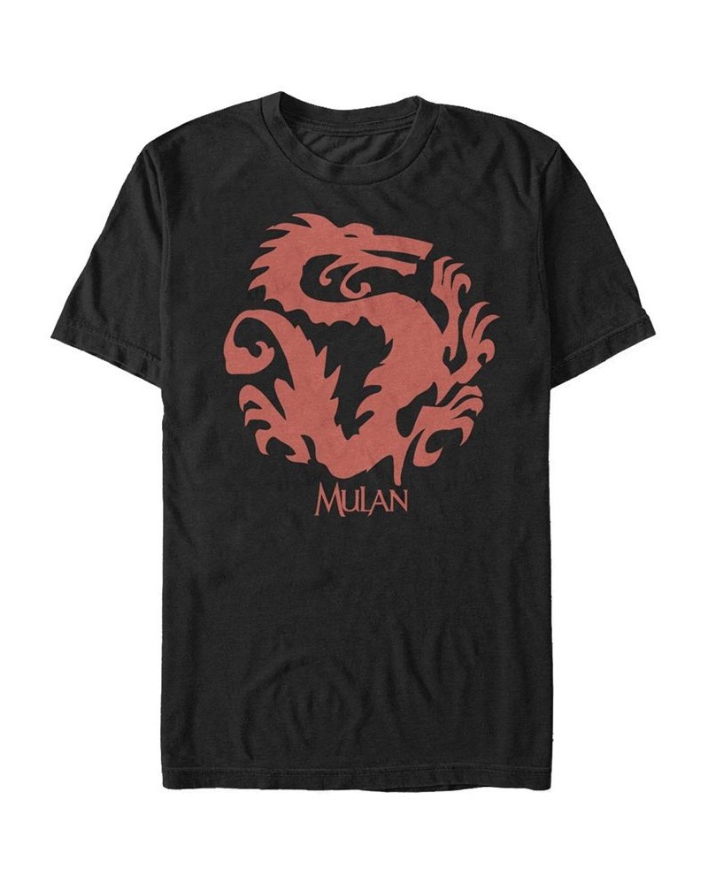 Disney Men's Mulan Mushu Outline Logo Short Sleeve T-Shirt Black $18.19 T-Shirts