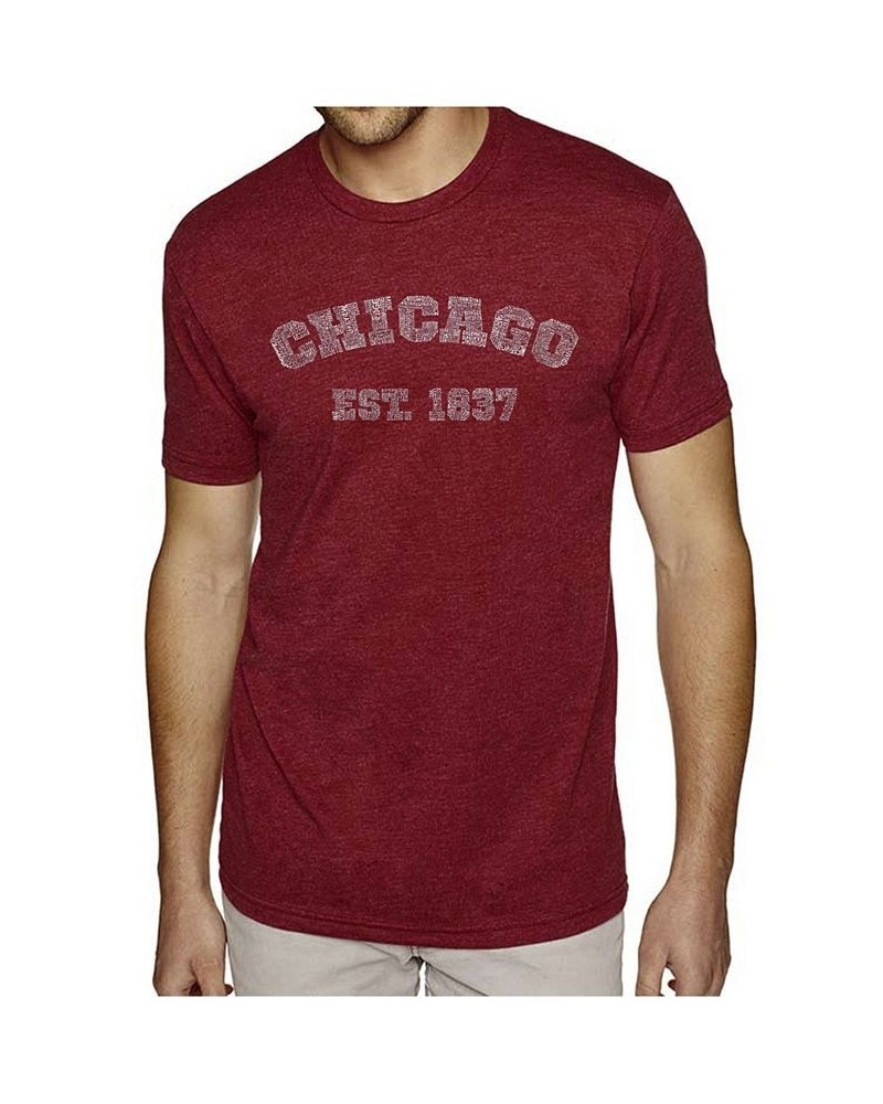 Men's Premium Word Art T-Shirt - Chicago 1837 Red $23.84 T-Shirts