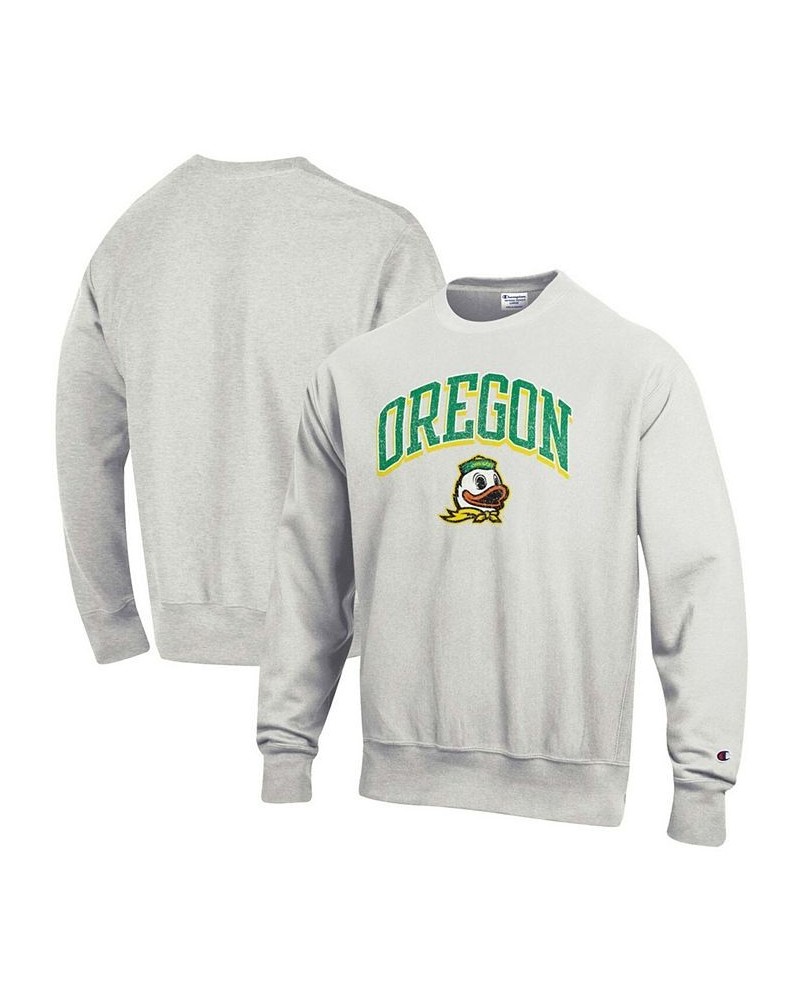 Men's Gray Oregon Ducks Arch Over Logo Reverse Weave Pullover Sweatshirt $45.04 Sweatshirt