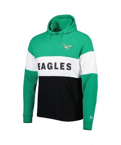 Men's Black and Kelly Green Philadelphia Eagles Colorblock Throwback Pullover Hoodie $45.04 Sweatshirt