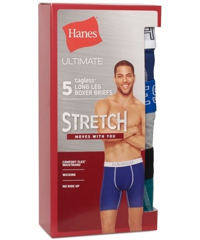 Men's 5-Pk. Ultimate Stretch Longer Leg Boxer Briefs Multi $18.24 Underwear