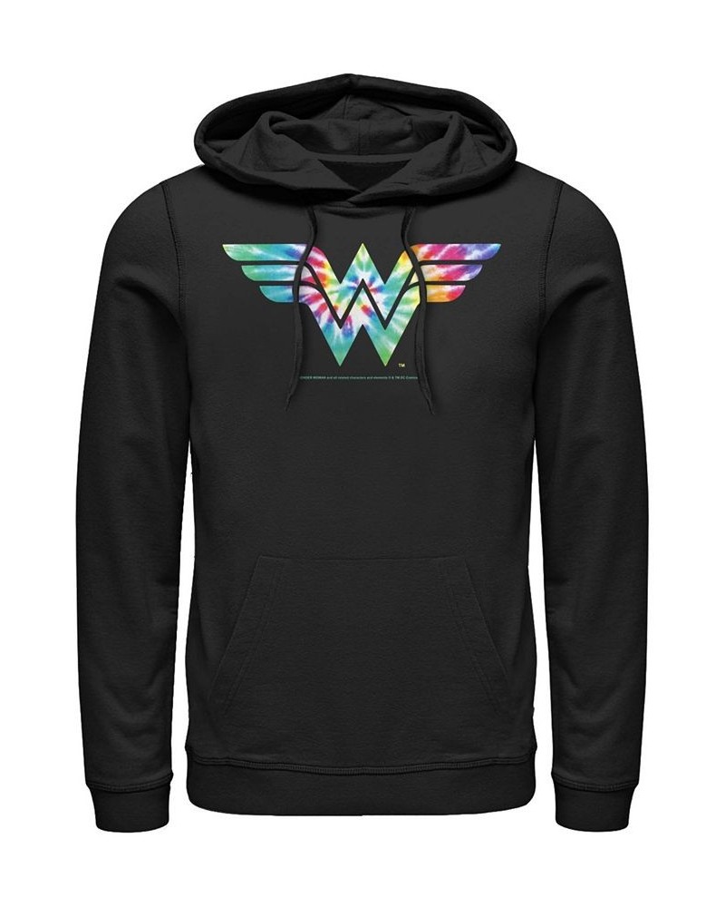 Men's Wonder Woman Wonder Woman Tye Dye Fleece Hoodie Black $29.70 Sweatshirt