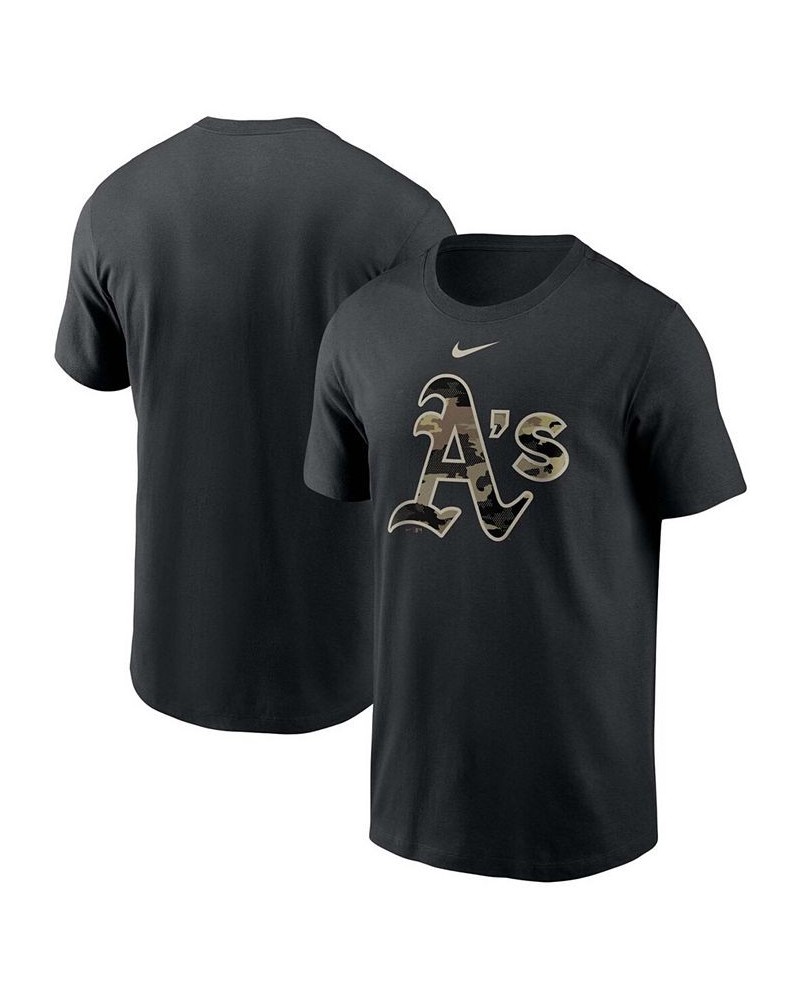 Men's Black Oakland Athletics Team Camo Logo T-shirt $20.51 T-Shirts