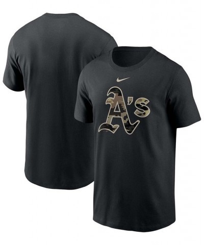 Men's Black Oakland Athletics Team Camo Logo T-shirt $20.51 T-Shirts