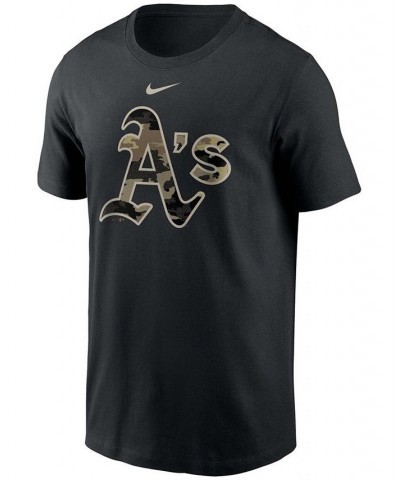 Men's Black Oakland Athletics Team Camo Logo T-shirt $20.51 T-Shirts