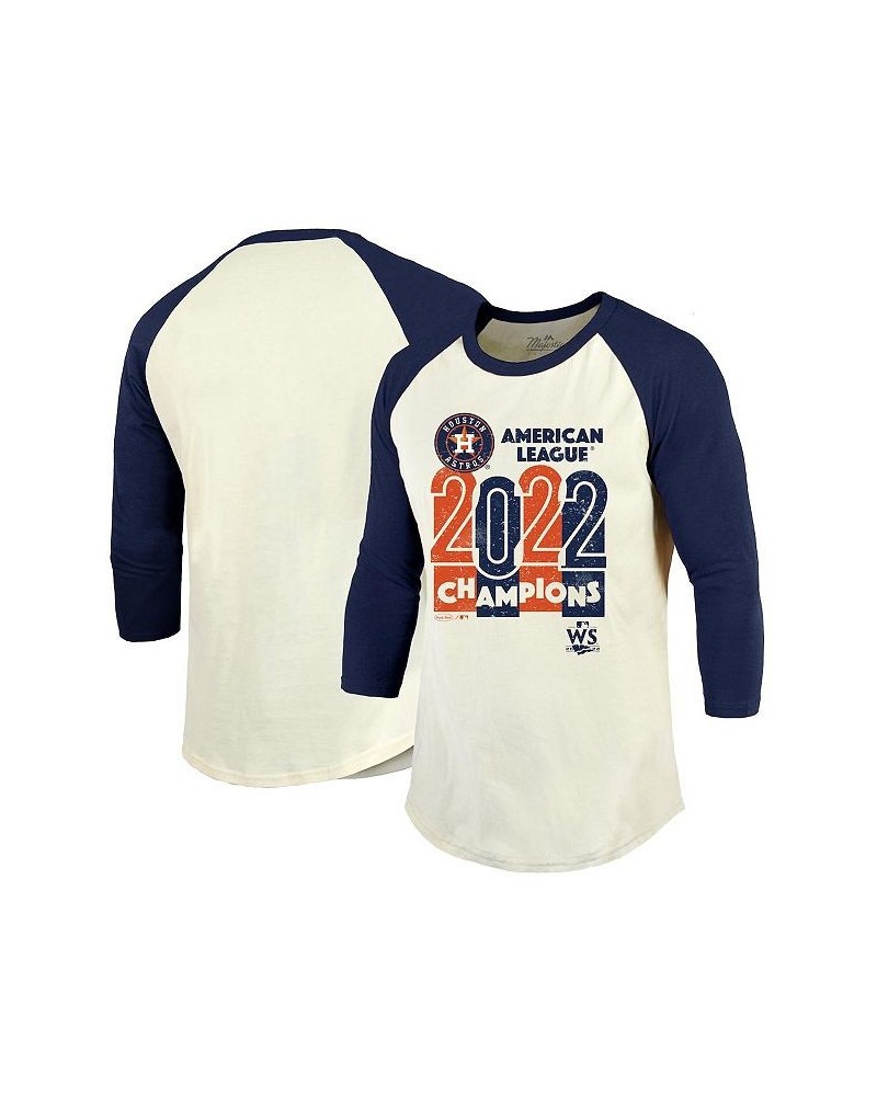 Men's Threads Cream, Navy Houston Astros 2022 American League Champions Yearbook Tri-Blend 3/4 Raglan Sleeve T-shirt $24.75 T...