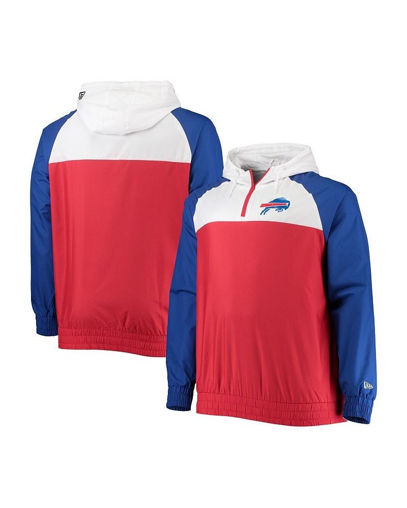 Men's Red, Royal Buffalo Bills Big and Tall League Raglan Quarter-Zip Hoodie $45.60 Sweatshirt