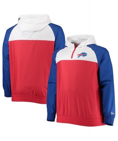 Men's Red, Royal Buffalo Bills Big and Tall League Raglan Quarter-Zip Hoodie $45.60 Sweatshirt