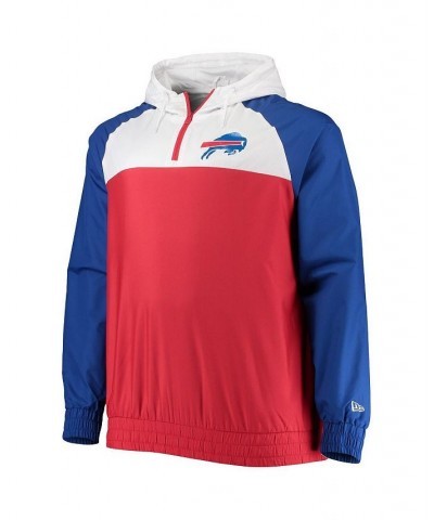 Men's Red, Royal Buffalo Bills Big and Tall League Raglan Quarter-Zip Hoodie $45.60 Sweatshirt