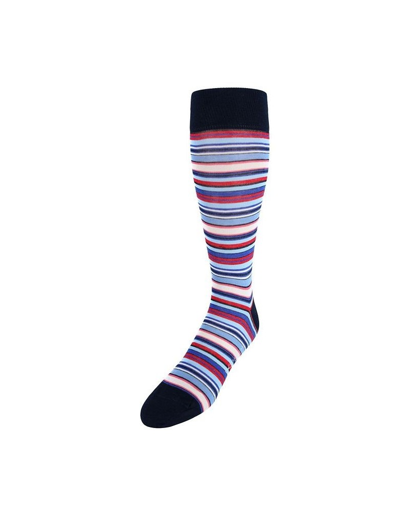 Brady Multi Stripe Mid-Calf Mercerized Cotton Socks Navy, light blue, cream stripes $15.48 Socks