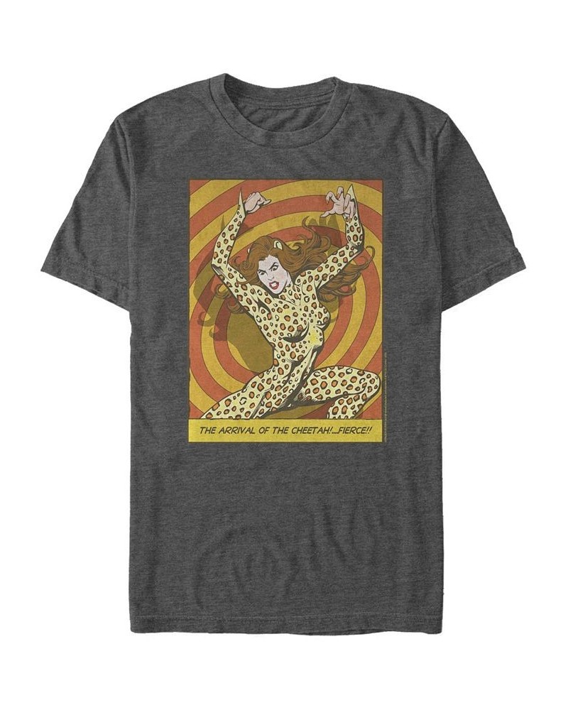 Men's Wonder Woman Cheetah Fierce Short Sleeve T-shirt Gray $14.35 T-Shirts