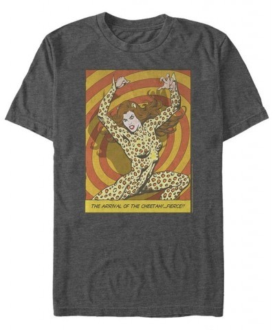 Men's Wonder Woman Cheetah Fierce Short Sleeve T-shirt Gray $14.35 T-Shirts