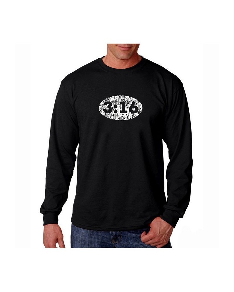 Men's Word Art Long Sleeve T-Shirt- John 3:16 Black $20.39 T-Shirts