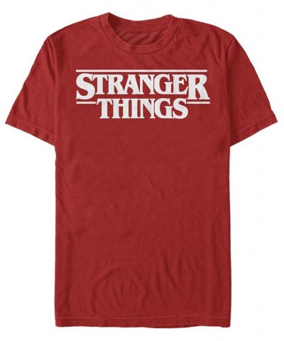 Stranger Things Men's Solid Logo Left Chest Short Sleeve T-Shirt Red $14.70 T-Shirts