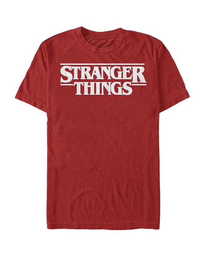 Stranger Things Men's Solid Logo Left Chest Short Sleeve T-Shirt Red $14.70 T-Shirts