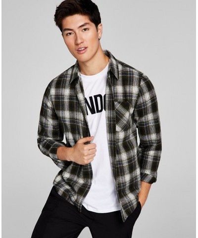 Men's Plaid Brushed Flannel Shirt Green $22.20 Shirts