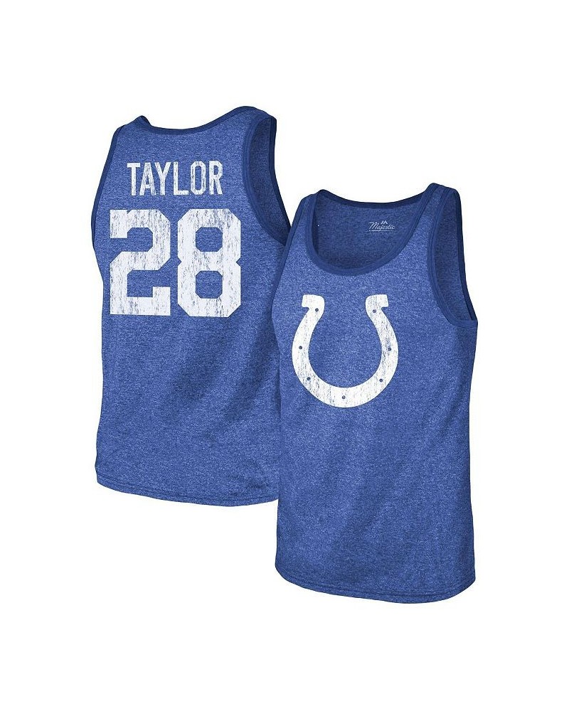 Men's Threads Jonathan Taylor Heathered Royal Indianapolis Colts Player Name and Number Tri-Blend Tank Top $23.76 T-Shirts