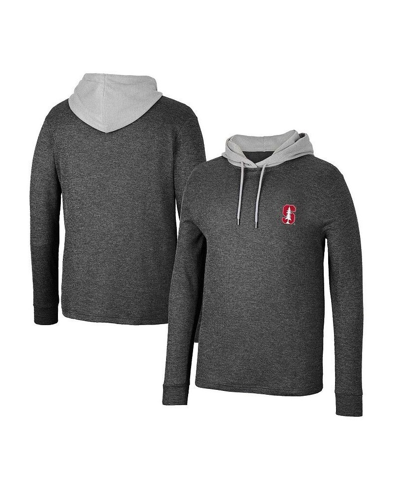 Men's Black Stanford Cardinal Ballot Waffle-Knit Thermal Long Sleeve Hoodie T-shirt $35.69 T-Shirts