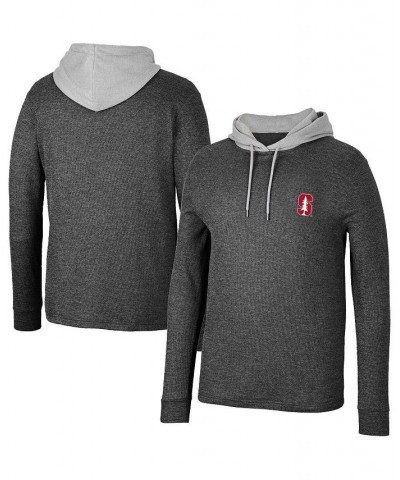 Men's Black Stanford Cardinal Ballot Waffle-Knit Thermal Long Sleeve Hoodie T-shirt $35.69 T-Shirts