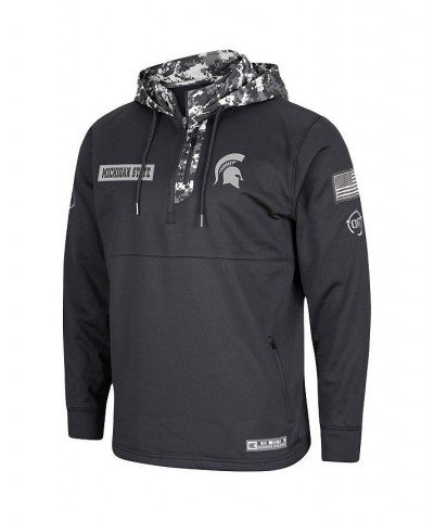 Men's Charcoal Michigan State Spartans OHT Military-Inspired Appreciation Digi Camo Quarter-Zip Hoodie $36.29 Sweatshirt