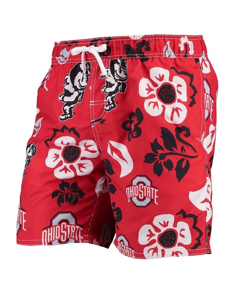 Men's Scarlet Ohio State Buckeyes Floral Volley Swim Trunks $23.46 Swimsuits