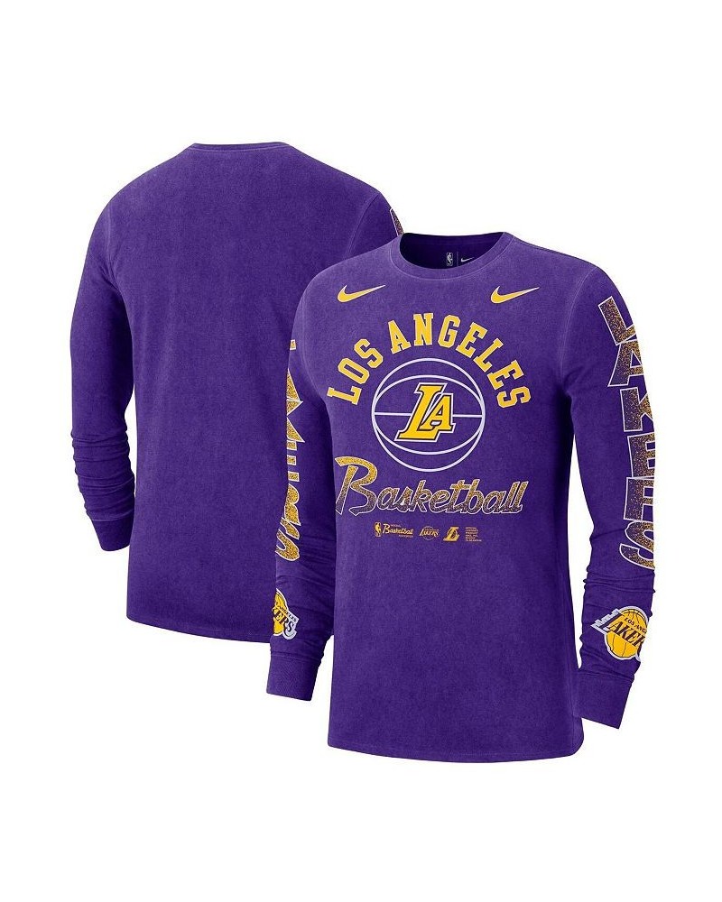 Men's Purple Los Angeles Lakers Courtside Retro Elevated Long Sleeve T-shirt $23.64 T-Shirts