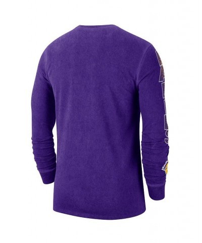 Men's Purple Los Angeles Lakers Courtside Retro Elevated Long Sleeve T-shirt $23.64 T-Shirts