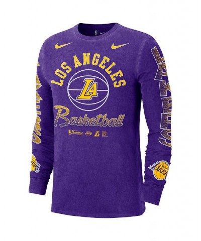 Men's Purple Los Angeles Lakers Courtside Retro Elevated Long Sleeve T-shirt $23.64 T-Shirts