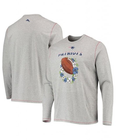 Men's Heather Gray New England Patriots Sport Lei Pass Long Sleeve T-shirt $45.04 T-Shirts