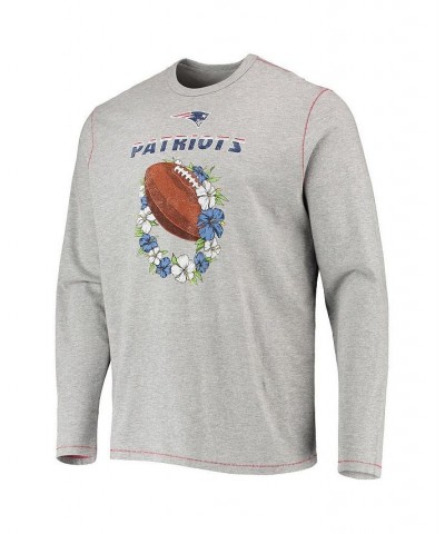 Men's Heather Gray New England Patriots Sport Lei Pass Long Sleeve T-shirt $45.04 T-Shirts